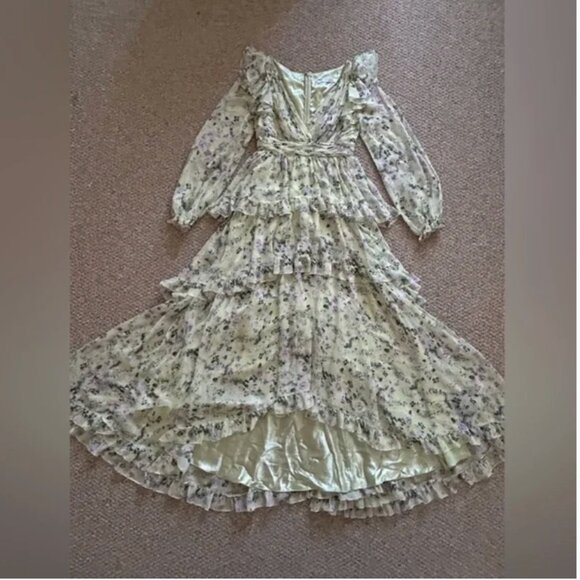 Mac Duggal Tiered A-line Maxi Chiffon Floral Gown maxi Dress size 6 - Picture 9 of 13